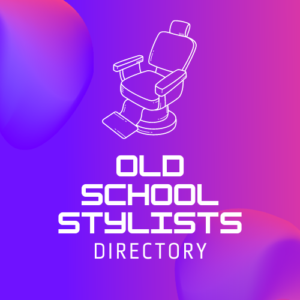 The Old School Stylists Directory logo featuring a salon chair.