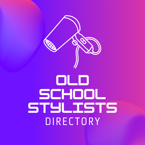 The Old School Stylists Directory logo featuring a hair dryer.