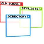 3 Web Browser Windows that spell out OLD SCHOOL STYLISTS DIRECTORY in each of them.